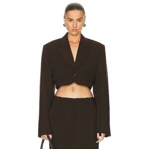 GRLFRND The Cropped Blazer in Ganache Brown Size S NWT MSRP $395